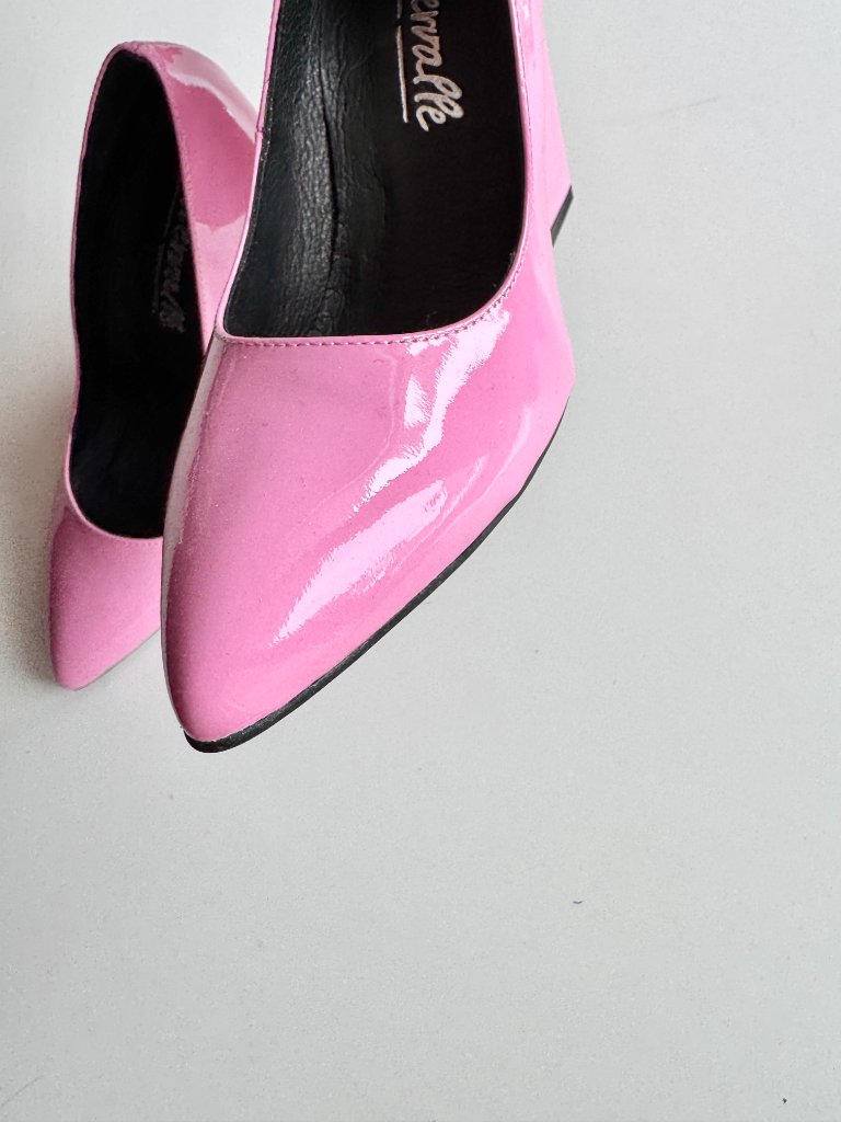 L'intervalle Pink Patent Leather Pointed Toe Chunky Heel Pumps, Size 36 — image 7 of 8